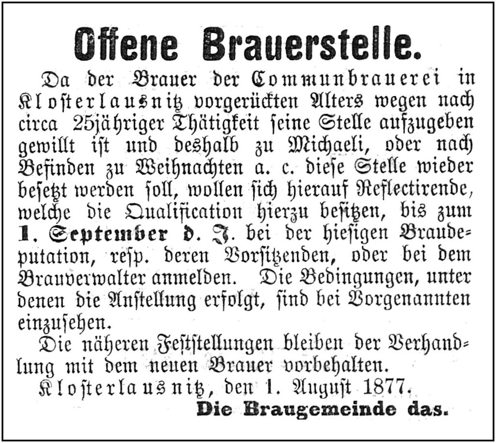 1877-08-01 Kl freie Brauerstelle